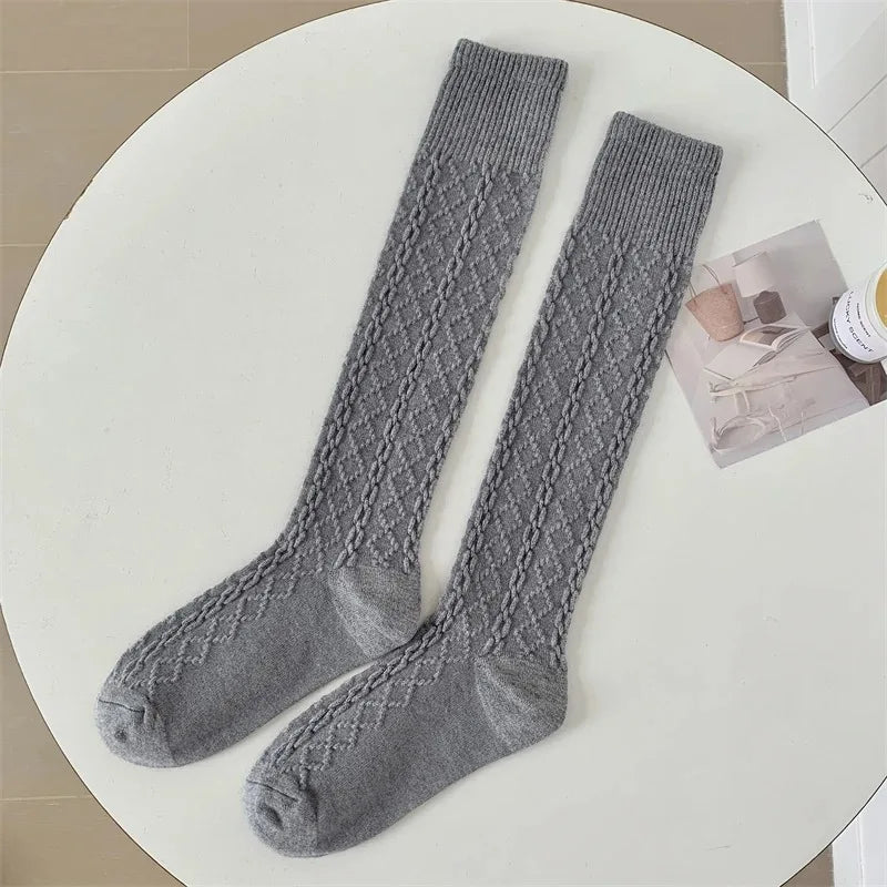 BXOXO Retro Women Stockings High Quality Japanese Style New Solid Color Knee High Socks For Women Korean Style Warm Casual Long Socks