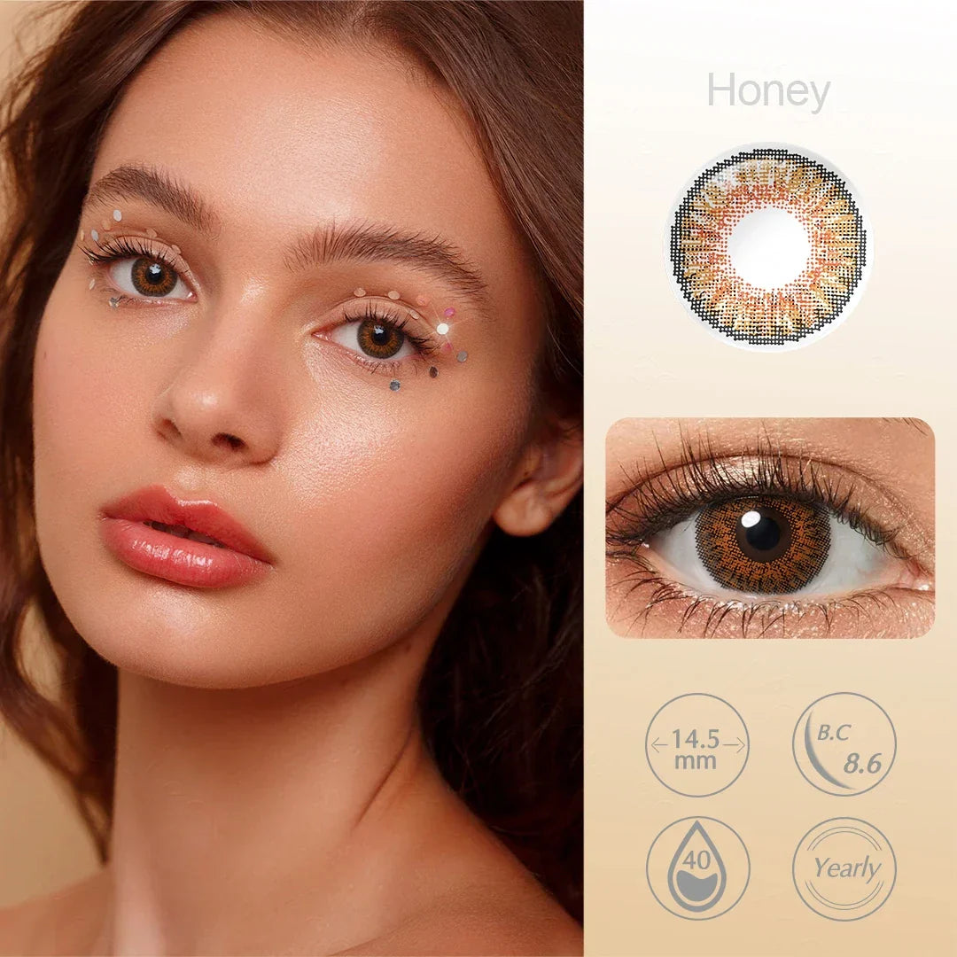 BXOXO Professional Colored Contact Lenses Enlarge Eyes 3-TONE Color Eye Lenses Color Contact Lenses for Eyes 1 Pair Yearly Lens