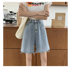 BXOXO Summer Denim Shorts For Women 2024 Spring Summer Fashion Loose High Waisted Shorts Chic Solid Casual Jean Shorts