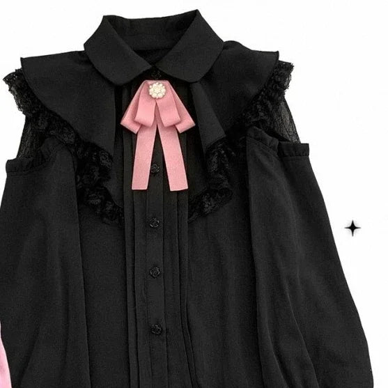 BXOXO Japanese Kawaii Girl Sweet Cute Lolita Hollow Out Shirt Autumn Y2k Aesthetic Lace All Match Blouse Top Women New JK Loose Blusas
