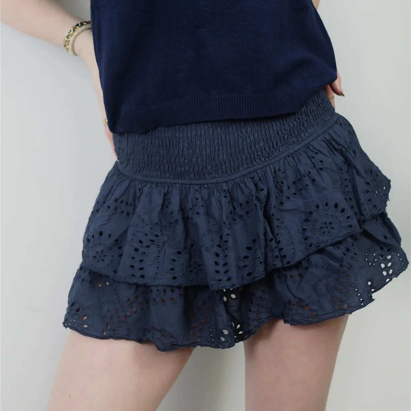 BXOXO Women Y2K Ruffle Layered Mini Skirts Smocked A Line Pleated Short Skirt Boho Beach Mini Skirt Cute Skirts for Teen Girls