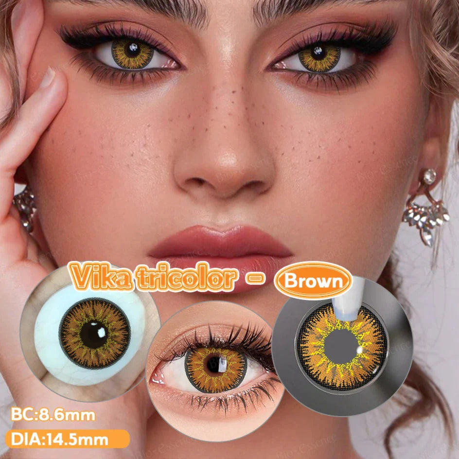 BXOXO 1 Pair Colorcon Colored Contact Lenses with Degree Myopia Lenses Blue Eye Lenses Green Lenses Natural Eye Lenses