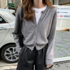 Bxoxo Knitted Sweater Cardigan Loose-fit Warm Jacket Inner Wear Outer Korean Style Stylish Women's Top Core-spun Yarn