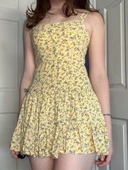 BXOXO Fashion Small Flowers Prints Summer Women’s Camisole Dress Slim Simple Sweet Prairie Chic Mini Dresses