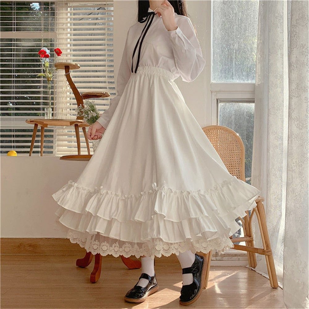 BXOXO - Layered Vintage Style Ruffled Pleated Skirt