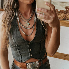 Bxoxo Denim Tank Tops for Women Summer Solid Color V Neck Single Breasted Sleeveless Jeans Vest y2k Waistcoat Streetwear