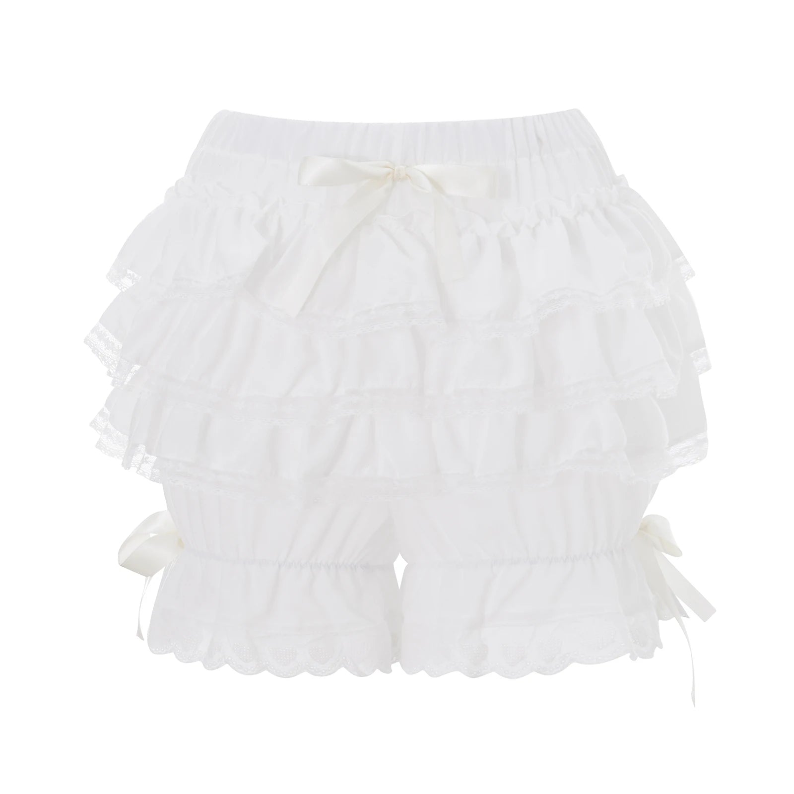 BXOXO Women Y2k Lolita Bloomers Ruffle Pumpkin Panties Bottom Lace Trim Layered High Waist Short Pants Boyshorts Micro Bottoms