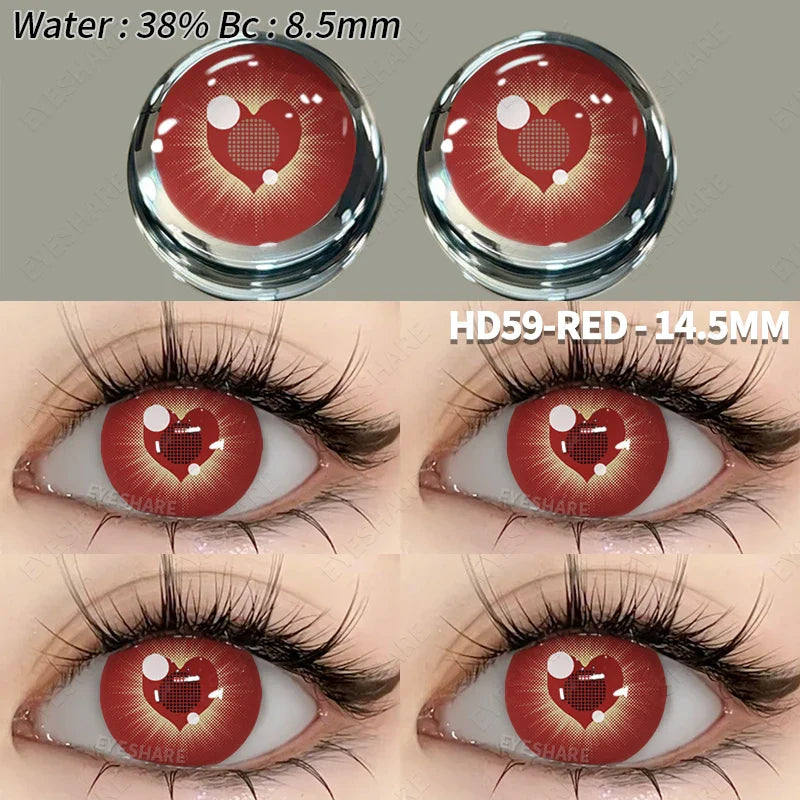 BXOXO 1 Pair Colored Contact Lenses Cosplay Colorful Contact Blue Eyes Contact Anime Red Lenses Halloween white Lenses