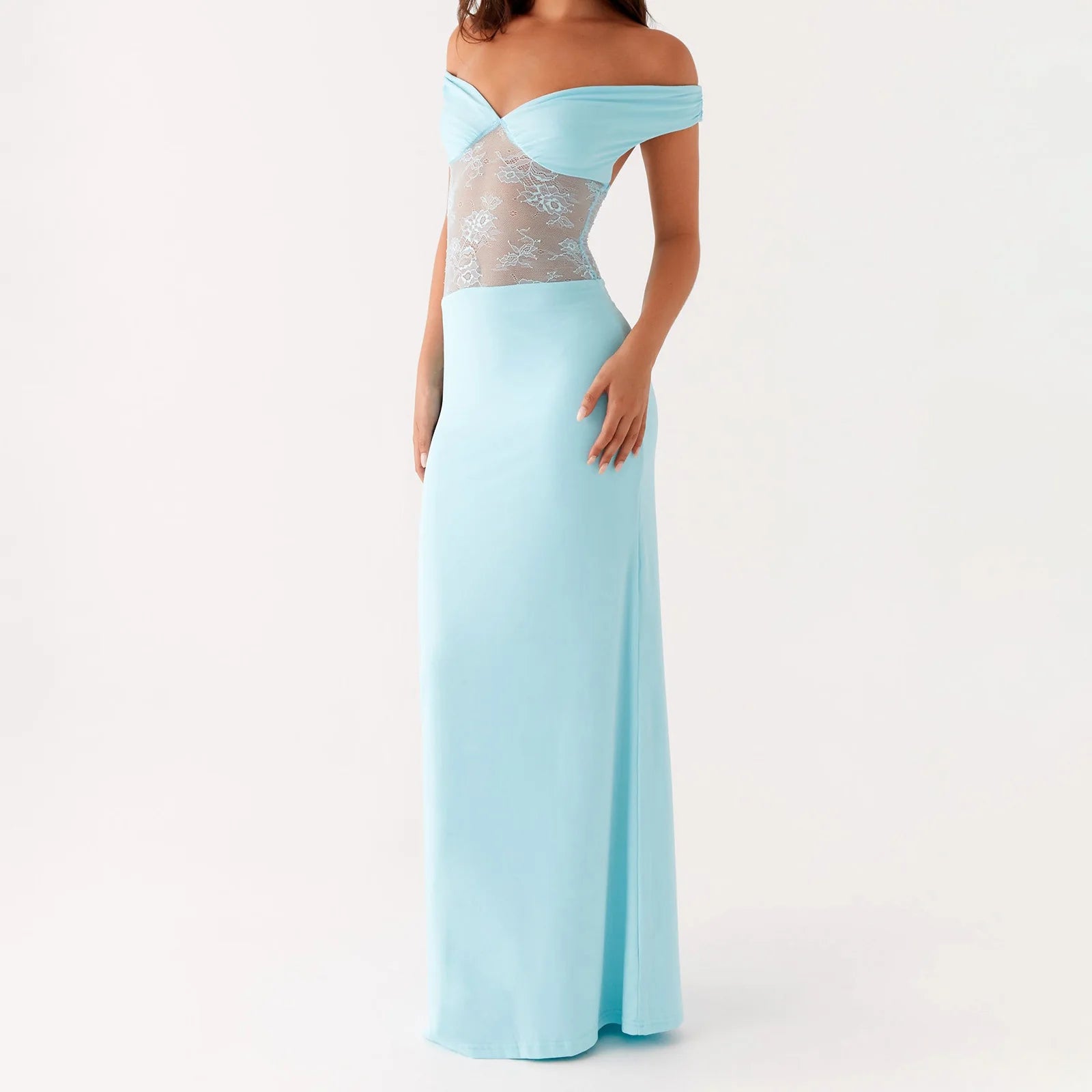BXOXO Women Long Dress Lace Patchwork Y2K Off The Shoulder Dress Summer Club Party Night Sundress Fashion Bodycon Dress