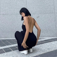 BXOXO Sexy Backless Spaghetti Strap Jumpsuit Woman Summer Black Skinny Bodycon Bodysuit Pants Holiday Ladies Casual Jumpsuits