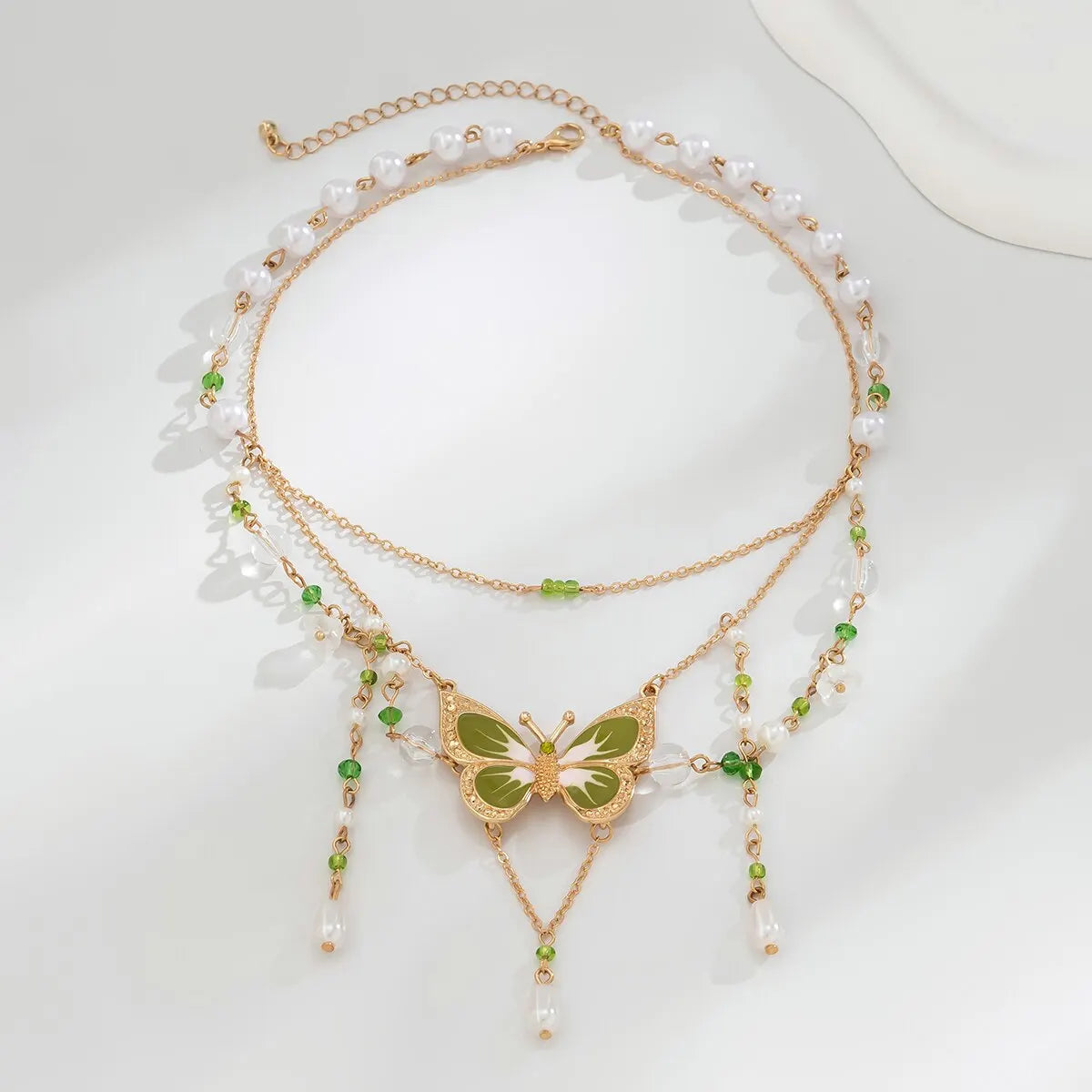 BXOXO 2Pcs Kpop Multilayer Lovely Butterfly Pendant Tassel Necklace Clip Earrings for Women Wed Bridal Exquisite Chain Y2K Jewelry Set