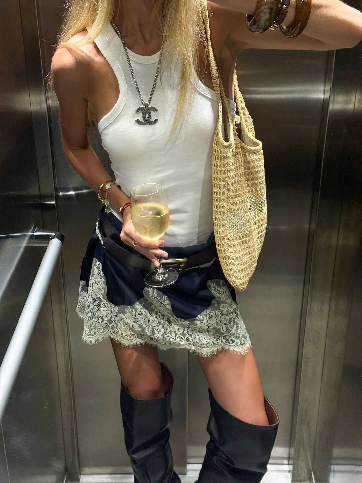 Bxoxo Lace Splice Satin Mini Skirt For Women 2025 New Fashion High Waist Casual Skirts Loose Elegant Commuting Female Skirt