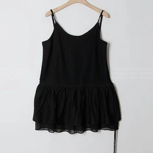 Bxoxo Spring Summer Layered Design Dstring Waist ter irt Women's Vest Top Polyester Fiber 00% New Sle ter Ne irt