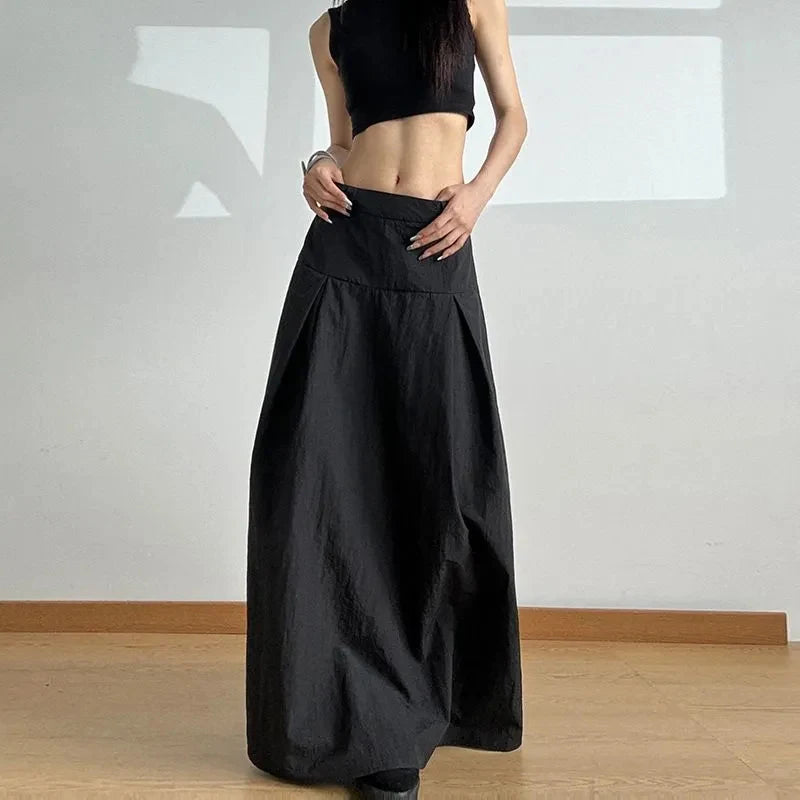 Bxoxo White High Waist Casual Midi Skirt Women Summer New Loose A Line Skirts Fashion Simple Basic Solid Quick Drying Skirt Mujer