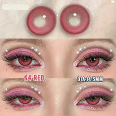 Pink Colored Contacts Lenses with Myopia Yearly Red Colorcon Cosplay Cosmetic Makeup Pupils Colorful Lens for Eyes