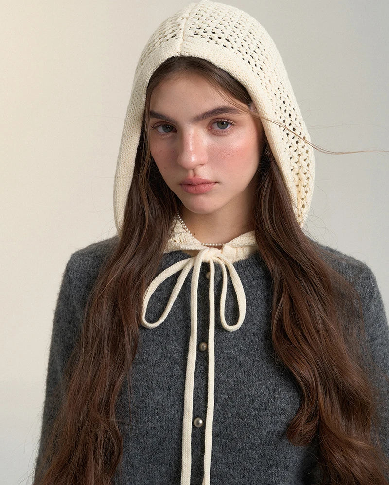 Bxoxo Vintage Streetwear Hooded Cardigan Women Long Sleeve Hollow Out Patchwork Knitted Sweaters American Retro Lace Up Lace Tops