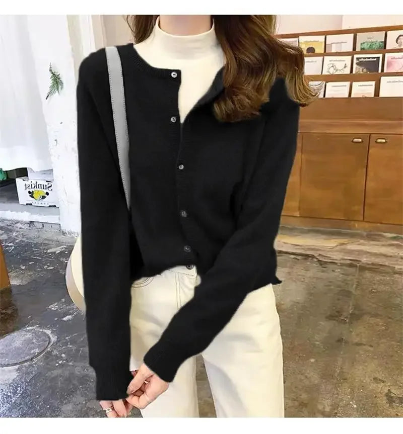Bxoxo Knitted Sweater Cardigan Loose-fit Warm Jacket Inner Wear Outer Korean Style Stylish Women's Top Core-spun Yarn