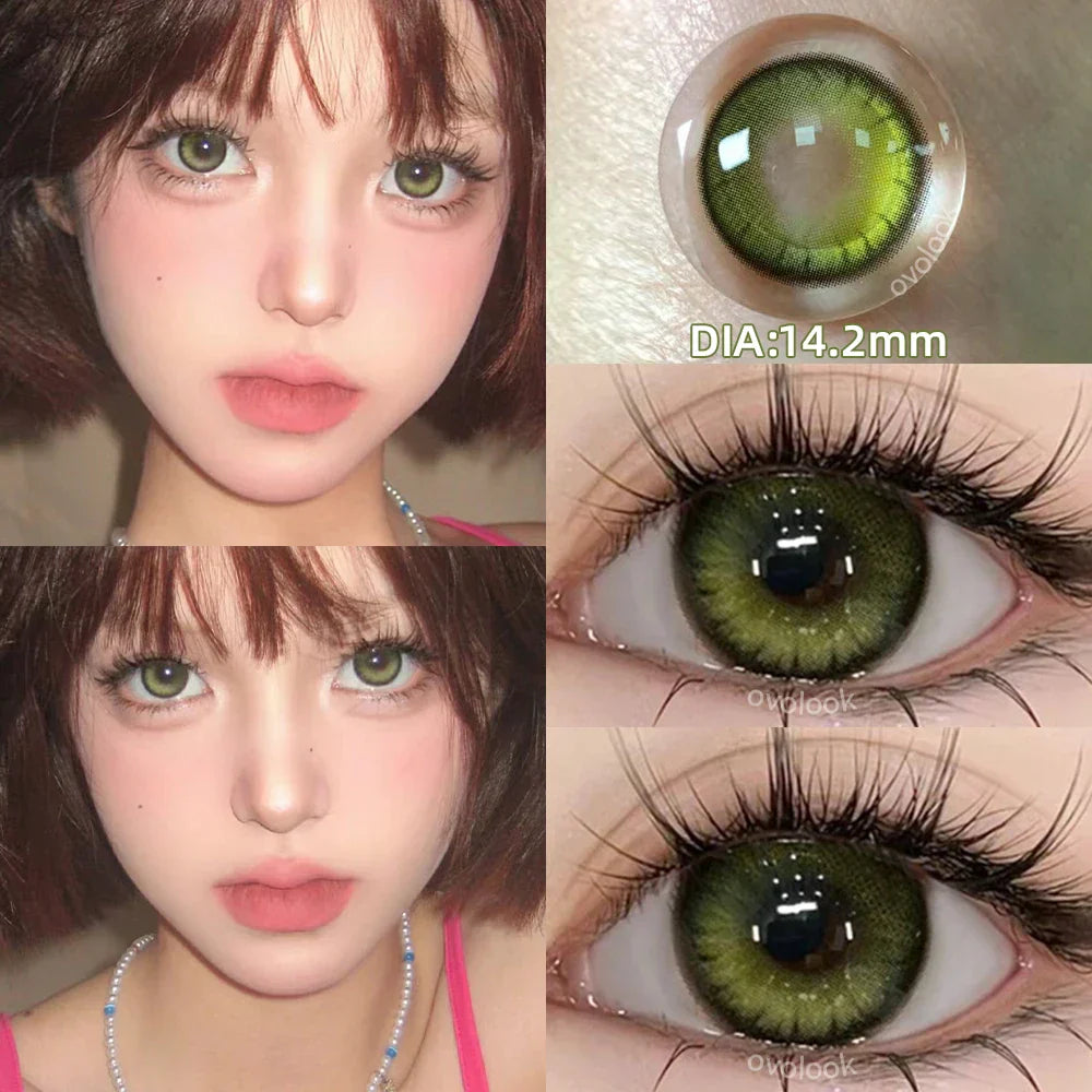 BXOXO 1 Pair/2pcs Prescription Contact Lenses for Eyes Myopia Eye Color Lenses With Diopters Blue Green Natural Lenses Pupils