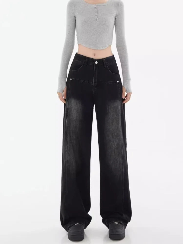 Bxoxo New Black High Waist JeansY2K Harajuku Streetwear Baggy Jeans Hip-hop Women Pants Autumn Straight Wide Leg Trousers Women
