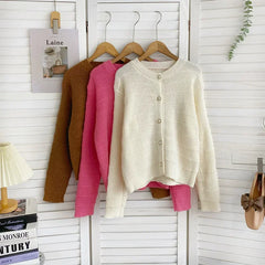 Bxoxo Button Front Knit Cardigan Sweater for Women Long Sleeve Single Breasted Sweater Jacket Ladies Autumn Winter Elegant Outfit