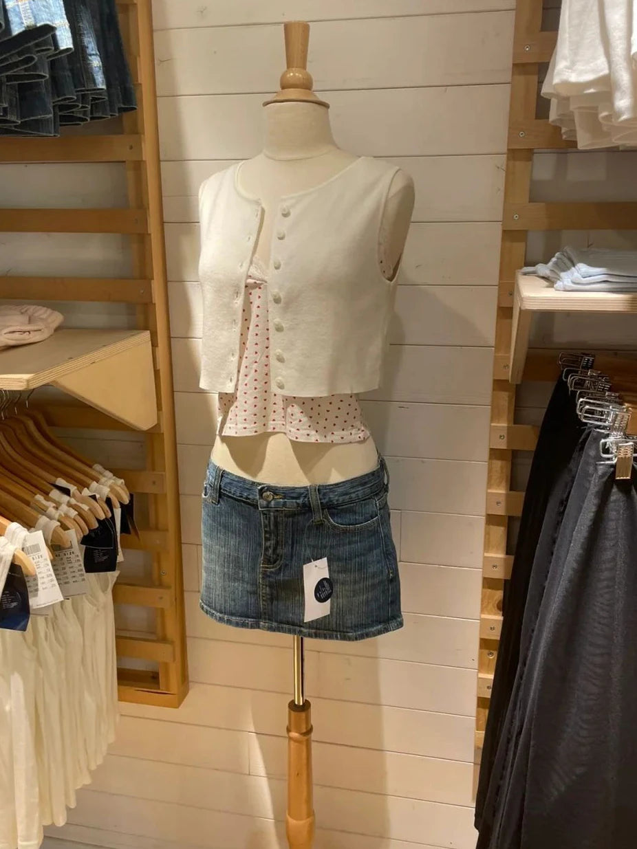 BXOXO American Vintage Denim Mini Skirts Women Summer Fashion High Waist Straigth Short Faldas Casual Fashion Streetwear Cotton Skirt
