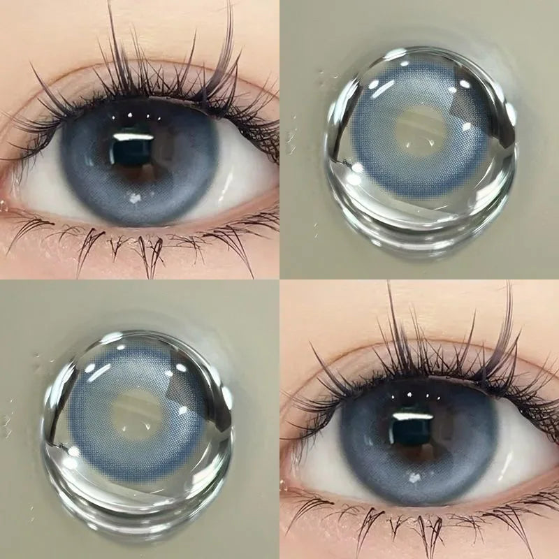 BXOXO 1Pair Blue Green Colour Contacts Lenses  Prescription Myopia Gray Eye Lenses Beauty Pupil Makeup Soft Lenses