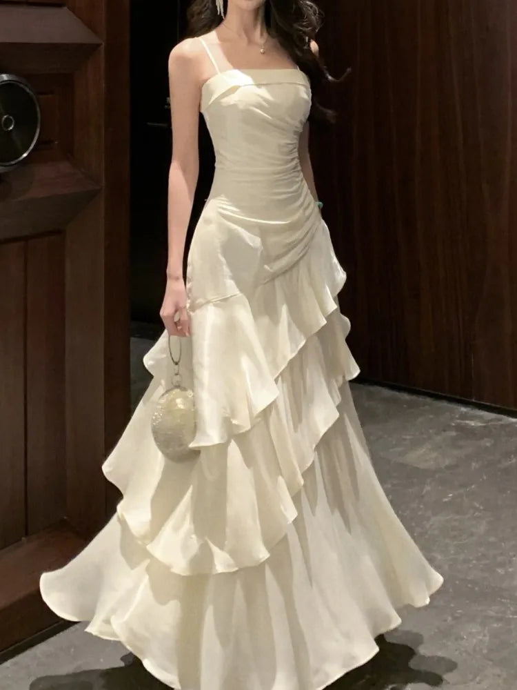 Bxoxo Women'sSexy Ruffles Elegant  Mermaid Dresses French Princess Slim Fit Zipper Party Long Dress 2025 New Fashion Prom Evening Robe