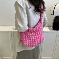 BXOXO Large Capacity Shoulder Bag Embroidered Plaid Quilted Crossbody Bag Underarm Bag Tote Bag Tote Bag Pleated Bubbles Handbag