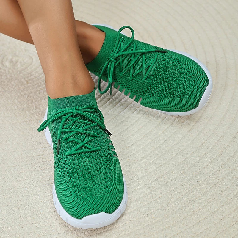 BXOXO Mesh Breathable Soft Sole Sneakers Women Lightweight Non-Slip Running Walking Shoes Woman 2024 Spring Casual Lace Up Flats Shoes