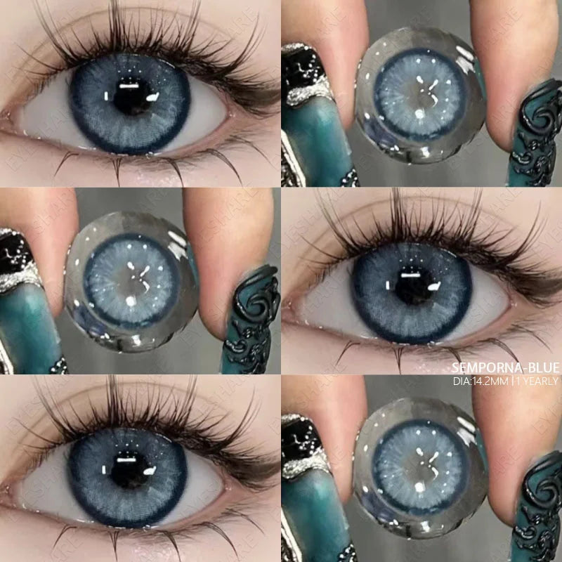 BXOXO Colored Contact Lenses 1pair Natural Eye Lens Blue Eye Lenses Brown Lenses Gray Pupils Yearly Cosmetic Green Contacts