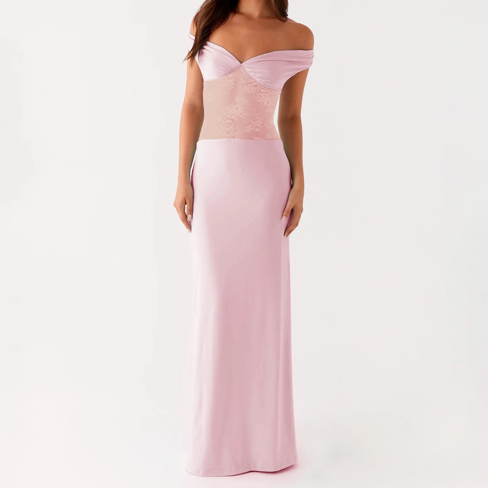 BXOXO Women Long Dress Lace Patchwork Y2K Off The Shoulder Dress Summer Club Party Night Sundress Fashion Bodycon Dress
