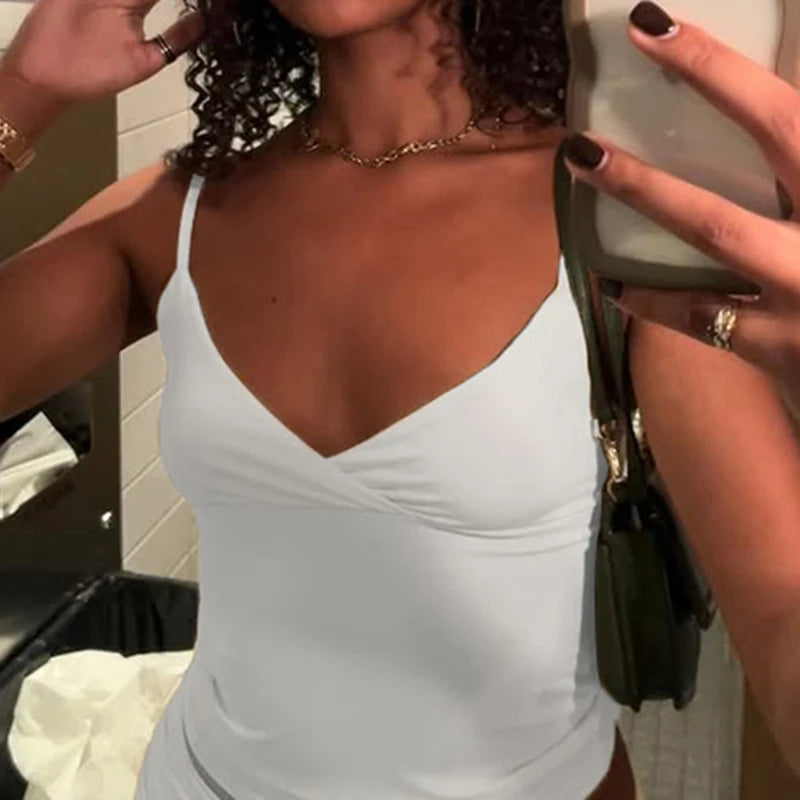 BXOXO Sexy Low Neck Crop Top y2k Aesthetic Sleeveless White Tank Tops Women Basic Casual Solid Tee Vintage Sexy Camisole Summer