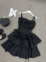BXOXO Summer French Elegance Lolita Ballet Dress Hepburn Princess Puffy Short Slim Dress Korea Fashion Patchwork Party Clothing 2025