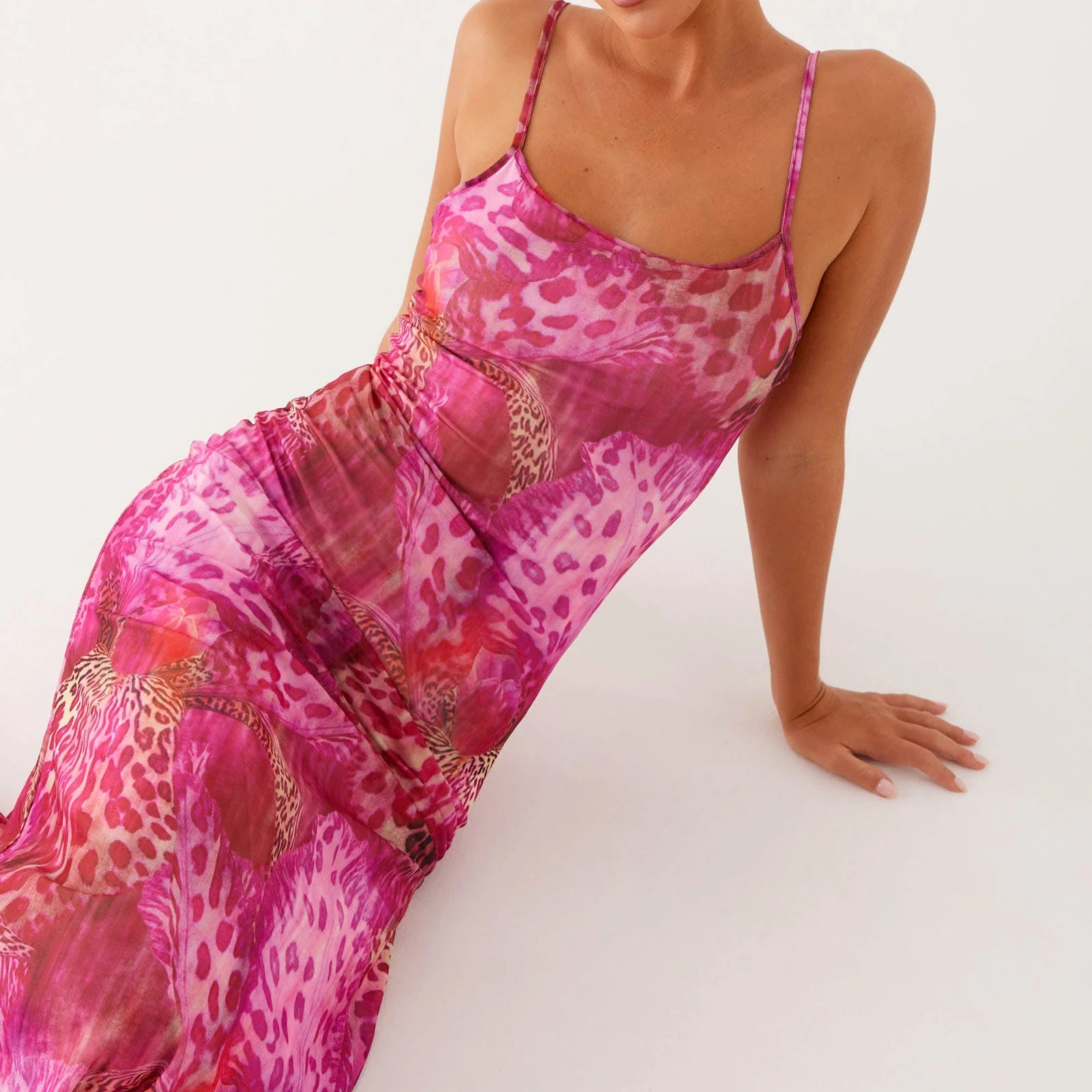 BXOXO Women Floral Tube Maxi Dress with Scarf Sexy Strapless Backless Bodycon Long Dress Summer Mesh Cocktail Sundress