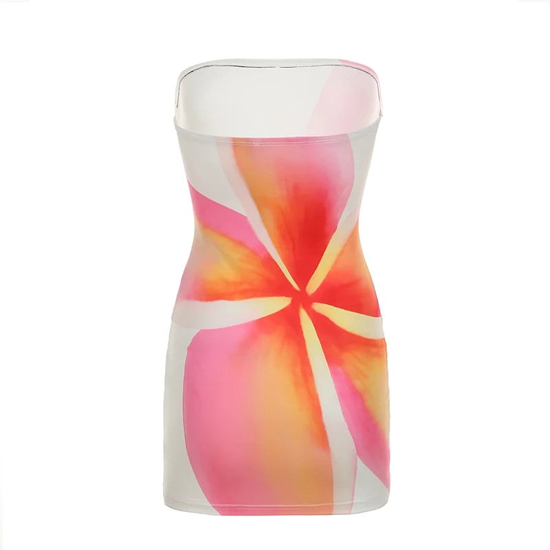 BXOXO Holiday Style Skinny Strap Dresses Fashion Flower Prints Chic Mini Frocks Summer New Women Clothing