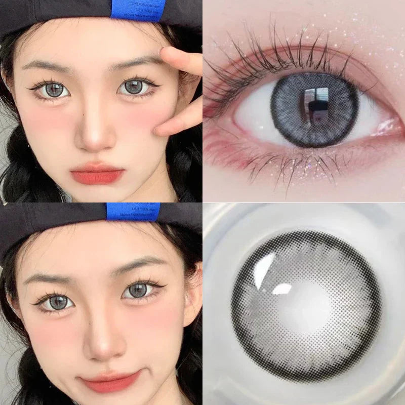 BXOXO 2PCS 1New Colored Contact Lenses for Natural Eyes Brown Colored LensBlue Contact Beauty Pupil Makeup 1 Year