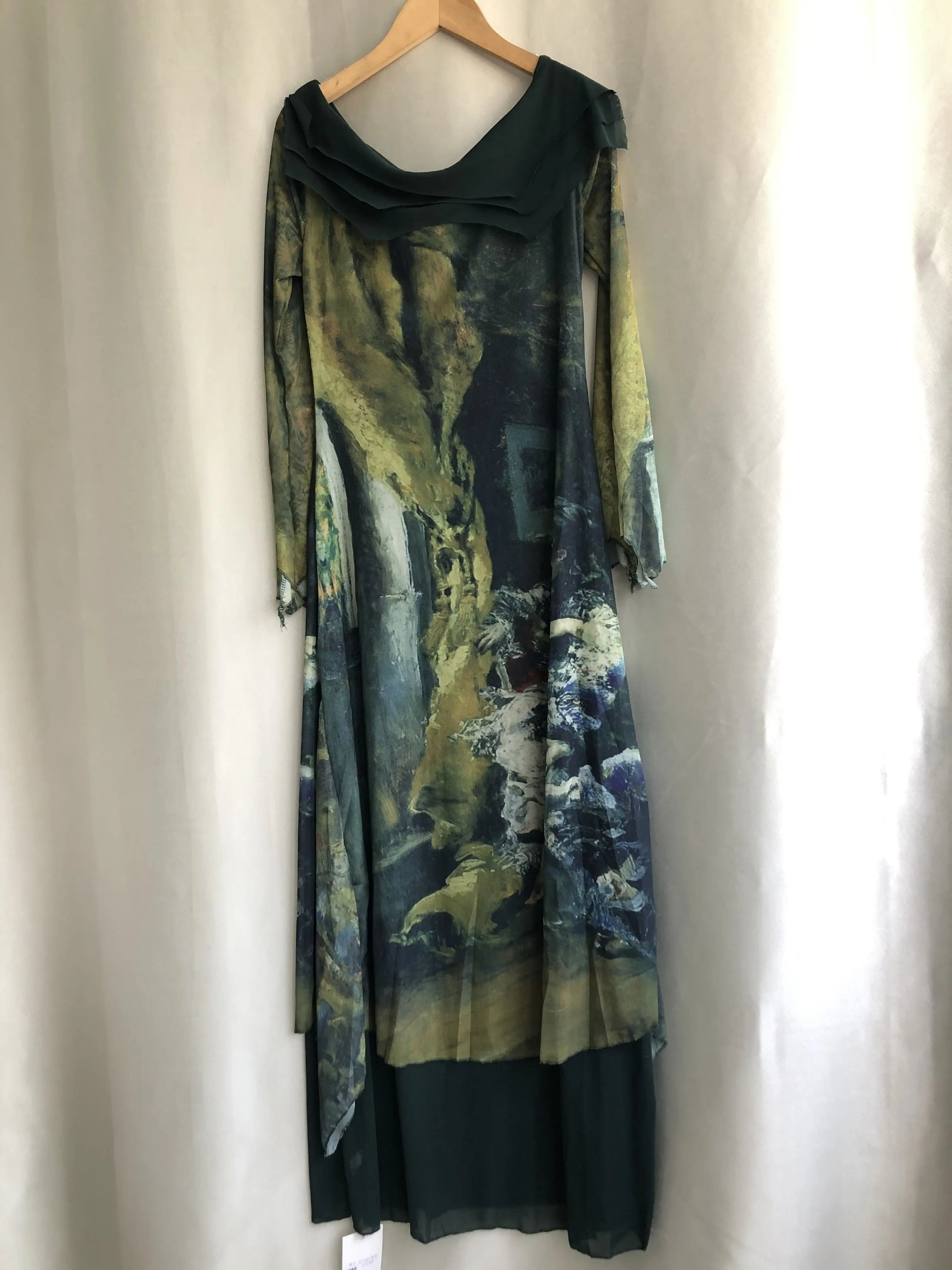 BXOXO Elegant Vintage Green Print Dresses Y2k Skew Collar Long Sleeve Dress for Women Spring New Slim Fit Bodycon Vestidos Mujer