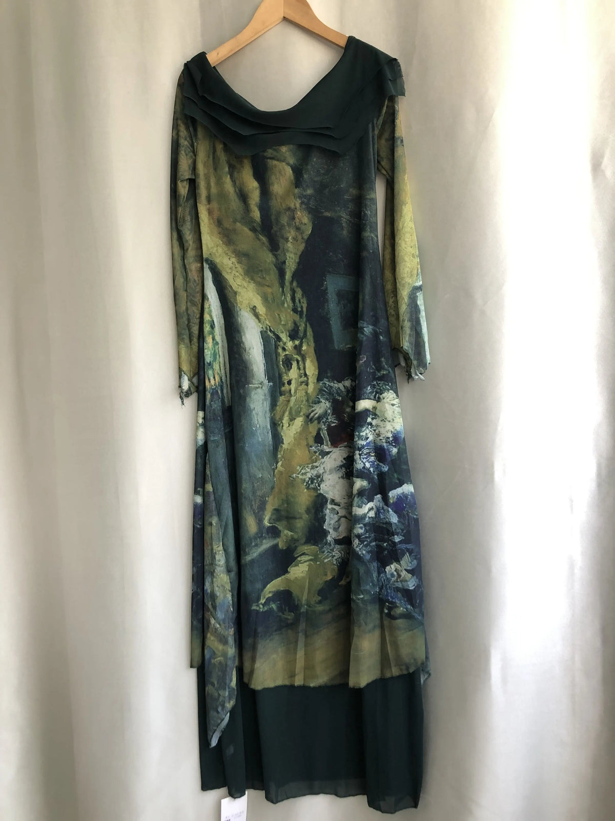 BXOXO Elegant Vintage Green Print Dresses Y2k Skew Collar Long Sleeve Dress for Women Spring New Slim Fit Bodycon Vestidos Mujer