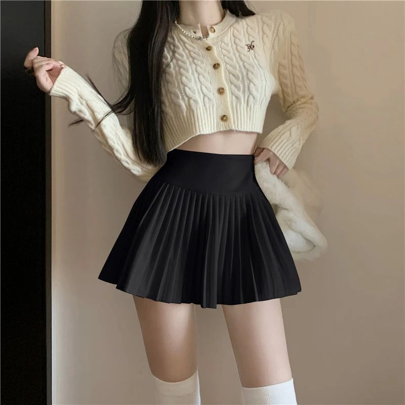 Bxoxo Summer High Waist Skirts Womens Sexy Mini Skirts Vintage Pleated Skirt Korean Tennis Skirts Short White Black