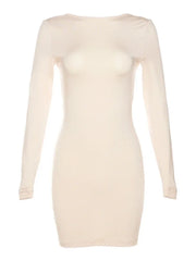 BXOXO Sexy Back Open Backless Elastic Slim Bodycon Dress Women Long Sleeves Girdling Waist Skinny Dress Elegant Club Party Vestidos