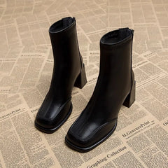BXOXO Booties Very High Heels Shoes for Women Heeled Brown Leather Footwear Work Short Female Ankle Boots Pu Sale Y2k Autumn Quality