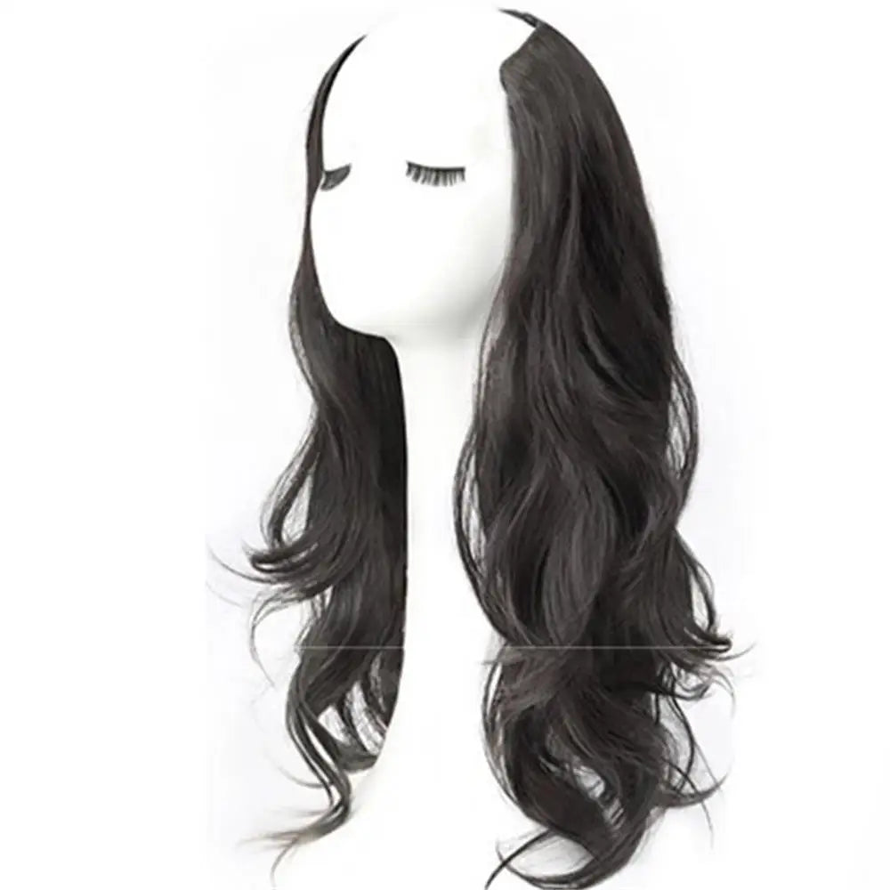BXOXO Synthetic Women Long Curly Invisible Seamless V-shaped Wig Simulated Increase Volume Fluffy High-level One-piece Hair Extension