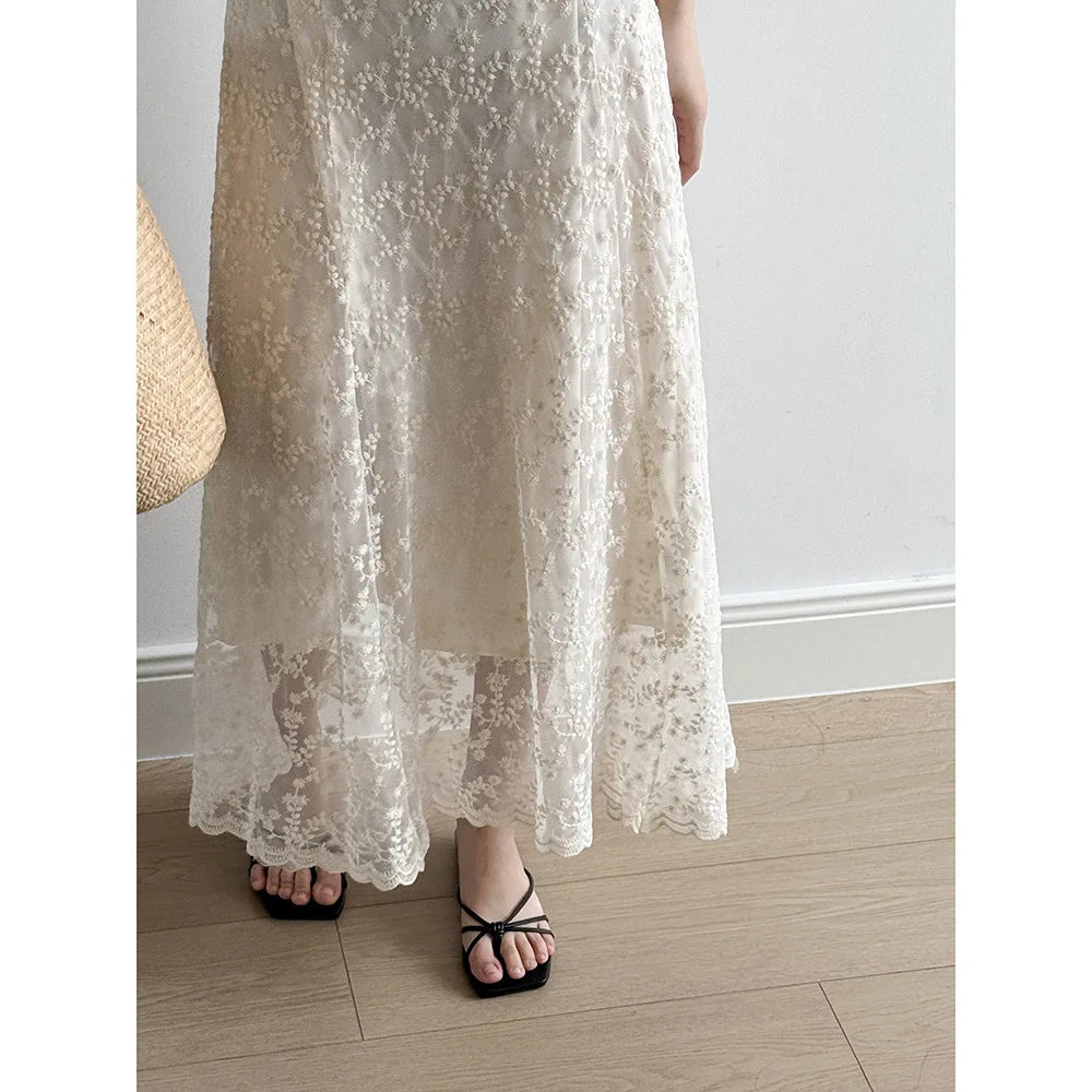 BXOXO New women's suspender dress French lace high-end temperament heavy industry embroidery [1-YS]