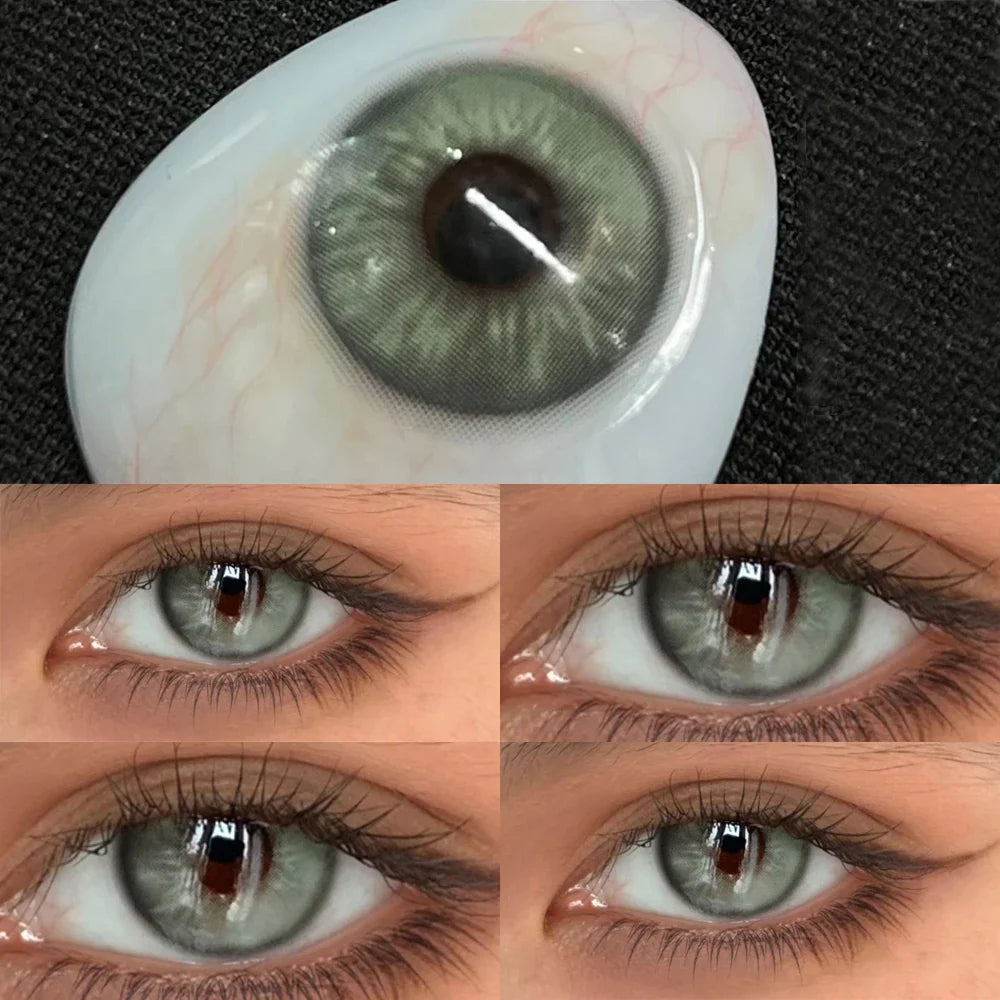 BXOXO 2Pieces Colored Contact Lenses Bueatiful Pupil Color Circle Lens Green Iris Prescription Yearly Natural Coloured Contacts
