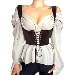 BXOXO Vintage Women Bustier Corset Underbust Lace-up Suspender Crop Tops Cami Vest Waist Bodyshaper Tank Cummerbunds Y2K