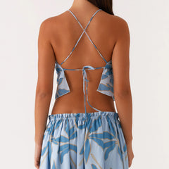 BXOXO Women Summer Crop Camisole Casual Cross Straps Tie up Backless Spaghetti Straps Tank Tops for Club Streetwear