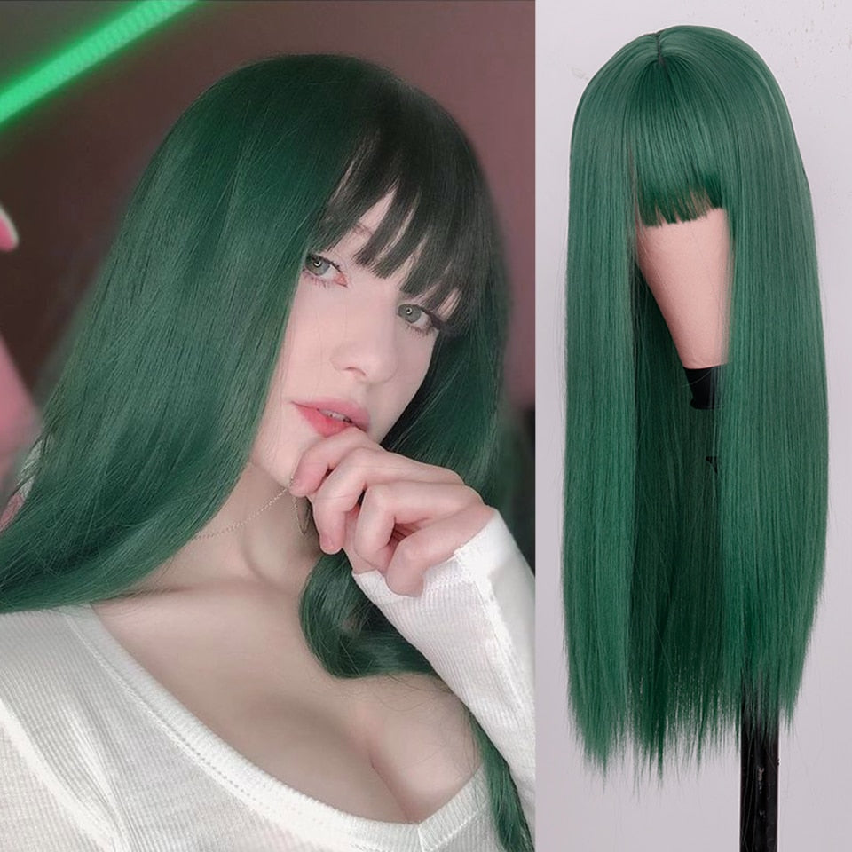 BXOXO Synthetic Blonde Wig with Bangs Short Wigs for Women Golden Wig Straight Bob Wig Natural Heat Resistant Wigs 11 Inches for Party