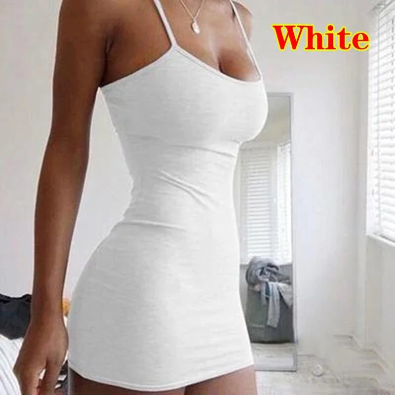 BXOXO Summer Street Bodycon Dress Sexy Short Dress Nightclub Dress for Women Tight-Fitting Wrap Hip Over-The-Knee Sleeveless Dresses