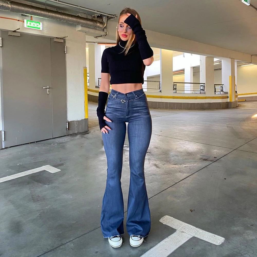 BXOXO Spring Autumn Thin Fashion Y2K Blue Jeans Women High Waist Stretch Jeans Femme Trousers Vintage Casual Comfort Denim Flare Pants