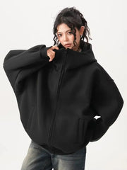 Bxoxo Y2K Black Hoodies Women Streetwear Oversize Loose Long Sleeve Retro Sweatshirt American Harajuku Vintage Bf Tops Coats New